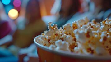 net zo de film bereikt een spannend de publiek is Aan de rand van hun stoelen geklemd hun popcorn en aan het wachten voor de groot onthullen. 2d vlak tekenfilm foto