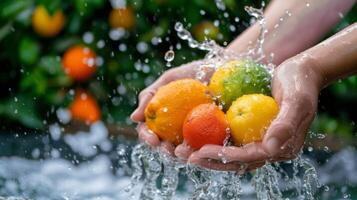 een gemeenschap voedingsdeskundige sharing de voordelen van incorporeren fruit en groenten in dagelijks water inname foto