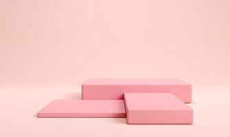 platformen pastel. minimaal tafereel met roze podia. abstract meetkundig cirkel achtergrond. voor handel tonen schattig, baby accessoires, mode, cosmetica, of schoonheid producten foto