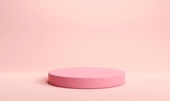 platformen pastel. minimaal tafereel met roze podia. abstract meetkundig cirkel achtergrond. voor handel tonen schattig, baby accessoires, mode, cosmetica, of schoonheid producten foto