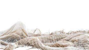 overbevissing kwestie met een leeg visvangst netto, symboliseert schaarste, geïsoleerd Aan wit achtergrond foto