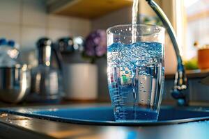 water filtratie systeem voor huis, schoon zacht vloeistof naar drinken foto