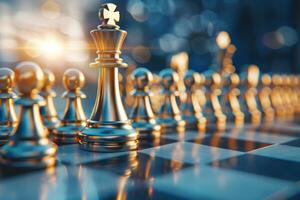 schaak pion en koning banier symboliseert uitdaging, kritiek beslissingen, en strategisch beweegt foto