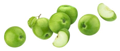 Groene appels geïsoleerd op een witte achtergrond met uitknippad foto