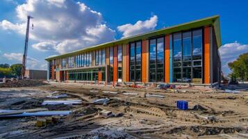 timelapse van de buitenkant van de gebouw wezen geschilderd toevoegen kleur en laatste accenten foto