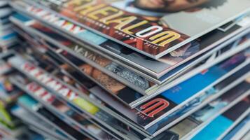 een stack van Mannen Gezondheid tijdschriften met prominent figuren Aan de Hoes bevorderen de belang van nemen zorg van degenen fysiek en mentaal welzijn foto