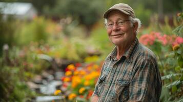 een gepensioneerden achtertuin is getransformeerd in een miniwetland net zo hij installeert een regen tuin geven hem een vervulling en doelgericht hobby in pensioen dat ook voordelen de milieu foto