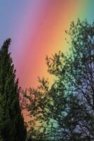 regenboog Aan een voorjaar dag bedankt naar de regen en de zon foto