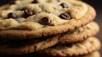 een stack van chocola spaander koekjes met chocola chips foto