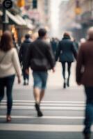 onscherp mensen wandelen in de straat in beweging vervagen foto