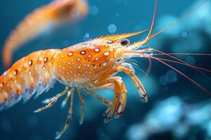 onderwater- wonder een kleurrijk garnaal gevangen genomen in haar natuurlijk aquatisch leefgebied foto