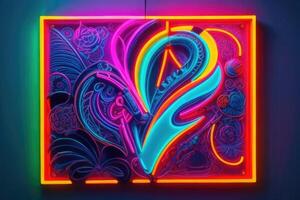 een neon teken met een kleurrijk ontwerp foto