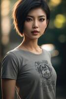 mooi Aziatisch vrouw met lang zwart haar- foto