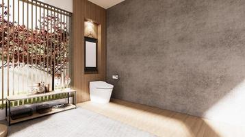 de toiletruimte interieur zen-stijl. 3D-rendering foto