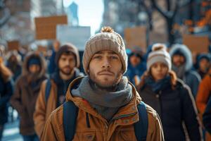 de stil schildwacht, protesteren tegen de verstomd onrechtvaardigheden van onze keer foto