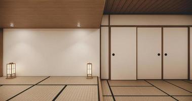 lege huis hal met tatami vloer 2 stappen witte kamer tropische style.3d rendering foto