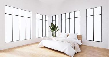 slaapkamer interieur loft stijl witte muur baksteen. 3D-rendering foto
