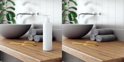 cosmetische product display badkamer interieur achtergrond. 3d illustratie foto