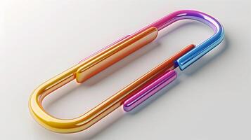 3d vlak tekenfilm stijl net zo paperclip geïsoleerd Aan wit achtergrond concept net zo een gemakkelijk paperclip geïsoleerd Aan een wit achtergrond symboliseert kantoor organisatie document beheer en foto