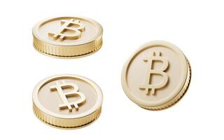 bitcoin goud munt met cryptogeld concept, 3d weergave. foto