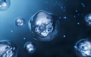 transparant cel met biotechnologie en kunstmatig concept, 3d weergave. foto