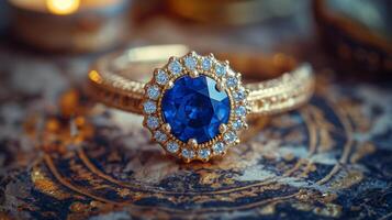 blauw saffier ring foto