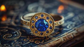 blauw saffier ring foto