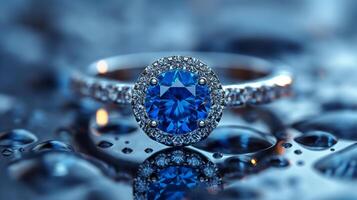 blauw saffier ring foto