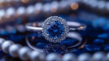 blauw saffier ring foto