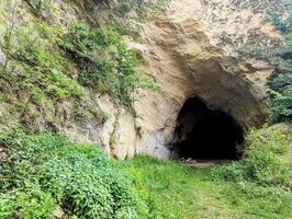 grot Ingang Bij oud stad, stari grad Bij krapina, Kroatië, provincie hrvatsko zagorje, neanderthaler grot, husnjakovo foto