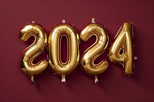 gelukkig nieuw jaar 2024 realistisch tekst ballonnen, nieuw jaar foto