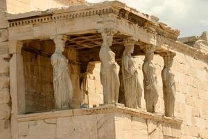 de ruïnes in de historische stad Athene Griekenland, het Parthenon, de Akropolis en de heuvel van Mars foto