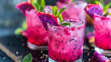 verfrissend drinken in glas Aan tafel foto