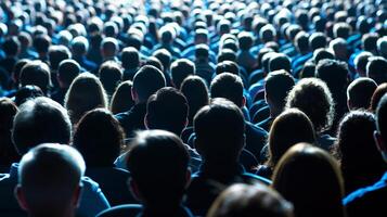 groot publiek Bij een conferentie, presentatie of concert, luisteren naar de spreker Aan stadium foto