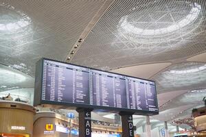 kalkoen Istanbul 18 januari 2024. aankomst vertrek en aankomst bord Bij luchthaven foto