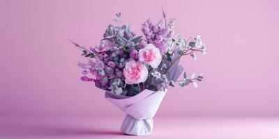 Purper bloem boeket arrangement geschenk, ai foto