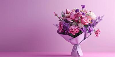 Purper bloem boeket arrangement geschenk, ai foto