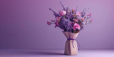Purper bloem boeket arrangement geschenk, ai foto