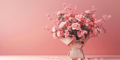 roze bloem boeket arrangement geschenk, ai foto