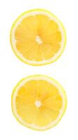 top visie reeks van mooi geel citroen helften geïsoleerd Aan wit achtergrond met knipsel pad foto
