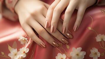 rood roze manicure nagel Pools behandeling schoonheid, ai foto