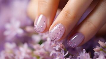 Purper manicure nagel Pools behandeling, ai foto