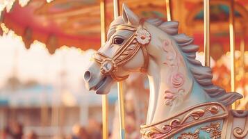 carrousel paard in amusement park carnaval, ai foto