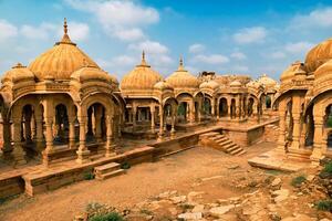 bada bagh cenotaven Hindoe graf mausoleum . jaisalmer, rajasthan, Indië foto