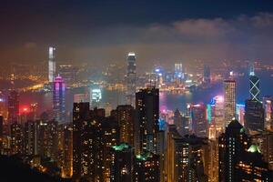 hong Kong wolkenkrabbers horizon stadsgezicht visie foto