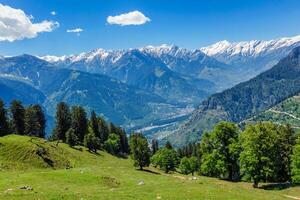 voorjaar in kullu vallei in Himalaya bergen. himachal pradesh, Indië foto