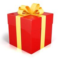 rood geschenk doos Cadeau met gouden lint geïsoleerd foto
