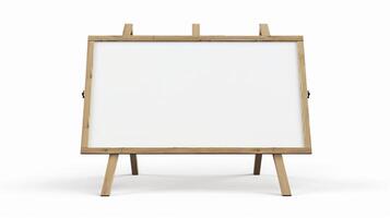 een kader banier mockup met een blanco houten kader geïsoleerd Aan een wit achtergrond. foto