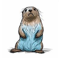 Otter schetsen waterverf grafisch illustratie schattig clip art trek water wilde vrouw foto