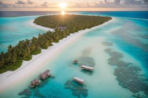 de ongerept schoonheid van de Maldiven Bij gouden uur.generatief ai foto